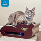 Best Pet Supplies Catify Corrugated Cardboard Cat Scratcher - Cat Shape | Corrugated Cardboard, Interactive Ball Toy, Indoor Furniture Protector, For Kittens and Cats, Promotes Healthy Active Play