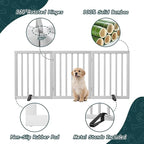 Semiocthome Bamboo Freestanding Dog Gates for Doorways,3-Panel Indoor Puppy Gates for the House with 2 Metal Stands,24"H Folding Pet Gate for Stairs Expands Up to 55"W Fully Assembled Stair Gate White