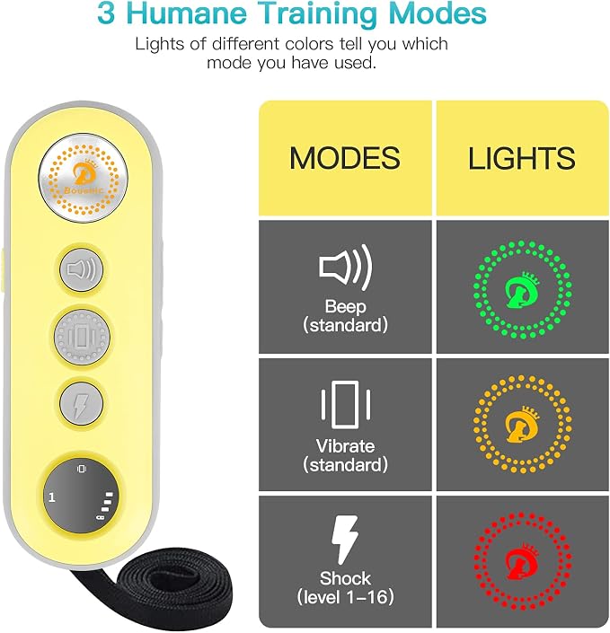 Bousnic Dog Shock Collar with Remote - for Dog 10-120lbs 1000ft Waterproof Rechargeable e Dog Training Collar for Small Medium Large Breed Dog with Beep/Vibrate/Safe Shock & Indicator Light