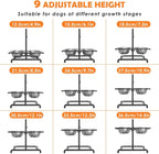 ADENGL Elevated Dog Bowl Stand with 4 Stainless Steel Bowls (1700ml/58oz) – 9 Height Adjustable Raised Pet Feeder from 4.9" to 14.5" for Large Dogs & Multi-Pet Homes, with Bone Name Tag