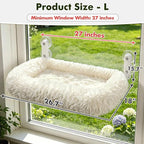 Zoratoo Extra-Thick Cushion Cat Window Perch, Foldable Cat Bed, White | Fluffy Long-pile Bolster, Machine Washable, Cordless Pet Hammock with Sturdy Metal Frame for Cats of All Breed