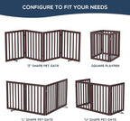 Homykic Bamboo Freestanding Dog Gate, No Assembly Pet Gate Indoor, 24”H x 75”W Extra Wide Foldable Puppy Fence with Support Feet for the House, Doorways Stairs, 4 Panels, No Drilling, Espresso