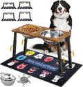 Elevated Dog Bowls for Large Dogs with Slow Feeder & Mat, 4 Height Adjustable & 101oz Bowls, Tall Raised Dog Bowl Stand
