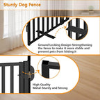 Metal Dog Gate with Door Free Standing for Indoor Use, Freestanding Pet Fence for Stairs and Yard, 32" Tall 8 Panels Black