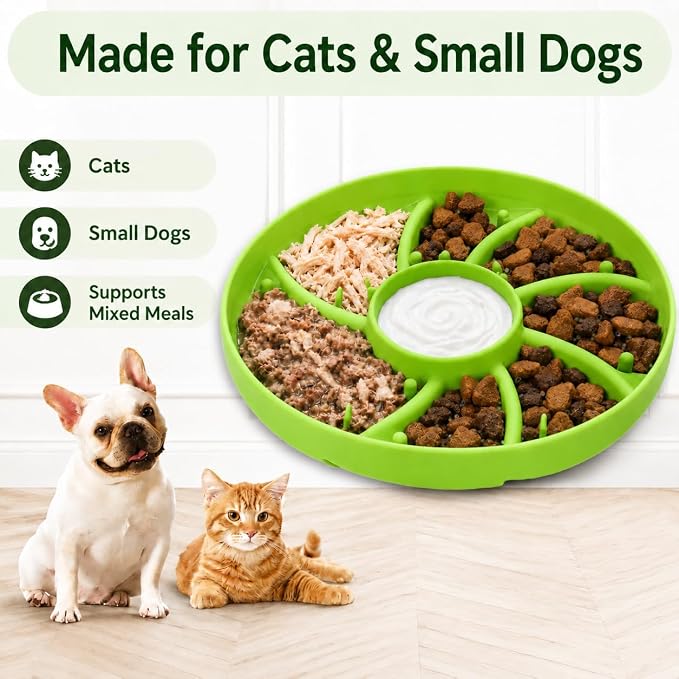 Slow Feeder Dog Bowl Silicone Suction Cup Anti Spill Dogs Cats Light Green