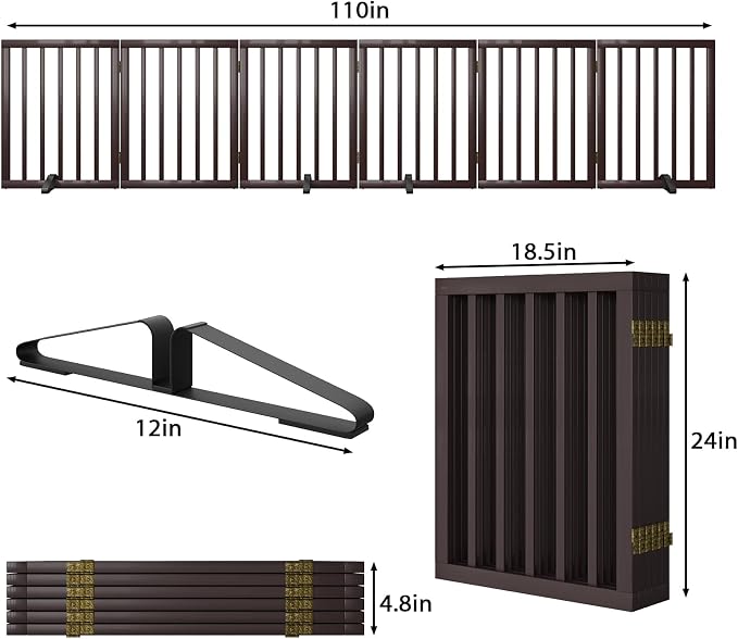 Freestanding Pet Gate 55-110" Extre Wide, Foldable Dog Gate for the Doorways House, Pet Gates for Dogs, Doogie Puppy Fence Gate