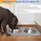 SMILOOL Silicone Pet Food Mat with Raised Edge for Food and Water Bowl, Dog Feeding Mats, Cat Food Trays for Floor Waterproof, Rubber Tray for Dogs and Cats, 22 x 14 x 0.8 Light Gray