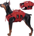 Kuoser Dog Life Jacket, High Flotation Reflective Dog Life Vest, Red, XL | Adjustable Dog Lifejackets for Small Medium Large Dogs, Lifevest with Rescue Handle for Swimming, Boating, Lake, Beach & Pool
