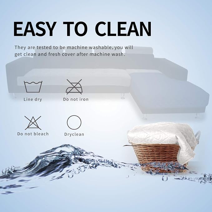 Easy-Going Sectional Couch Covers for Dogs L Shape Sofa Cover Reversible Sofa Slipcover Chaise Lounge Cover Furniture Protector Cover for Pets Dog Cat (42 x 52 inches, White/White) | Soft Sofa Slipcover For Dogs, Fits Left/Right Chaise Lounge Protector...
