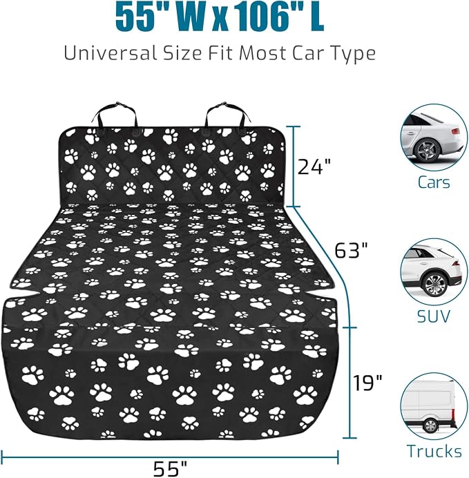 Veckle SUV Cargo Liner for Dogs - Trunk Cover with Bumper Flap Protector | Water Resistant Pet Cargo Cover, Non-Slip Mat, Dog Car Seat Cover Prevents Scratches Pet Hair Mud Dirt for Full-Size SUV