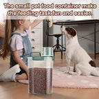 TBMax Small Dog Cat Food Storage Containers 2 Pack, Travel-Friendly Pet Food Container with Spout & Measuring Cup, Portable Pet Feeding Dispenser, Bird Seed Container-Dark Green