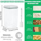 4.2 Qt Airtight Flour Rice Storage Container with Pop-up Lid Sugar Holder | Crystal-Clear BPA Free Plastic Spaghetti Containers, Tall and Slim Food Storage Bin for Kitchen Pantry Organization
