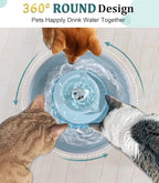 Ceramic Cat Water Fountain, Ceramic Pet Fountain, 2.1 L Drinking Fountains Bowl for Cats and Dogs with Replacement Filters and Foam(Sky Blue)