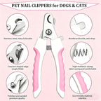 7PCS Dog Grooming Brush Kit for Shedding and Matted Fur, Self-Cleaning Slicker Brush with Undercoat Rake, Flea Comb for Long-Haired Pets, Pink