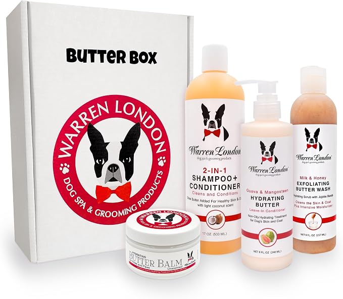 Warren London Dog Products Gift Boxes | Pet Presents Containing Multiple Luxury Spa Products | Birthday Box for Dog | New Puppy Present Gift Idea | Butter Box