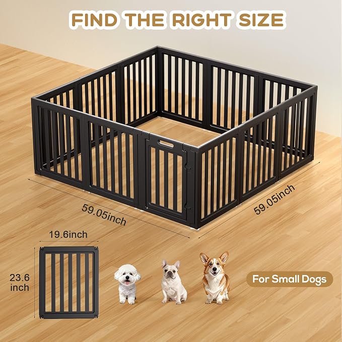 Dog Playpen, Clear Dog Pen, Dog Pen Indoor, Easy to Install and Remove Dog Play Pen, Puppy Playpen Suitable for Dogs, Cats,Dog Playpen Indoor (Black, 23.6 inch Height, 12 Panels)