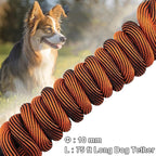 BTINESFUL 75ft Dog Tie Out Long Tether Rope Leash, 8/12/20/30/50ft Dog Lead | Yard Dog Leash for Large Medium Dogs Outdoor Training, Playing, Camping, or Backyard (75ft, Orange Black)