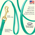Viper Biothane K9 Working Dog Leash Waterproof Lead for Tracking Training Schutzhund Odor-Proof Long Line with Solid Brass Snap for Puppy Medium and Large Dogs, 15ft Teal