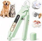 2-in-1 Dog Cat Nail Clippers & Grinder with LED Light, Pet Nail Trimmer with Splash Guard & Safety Lock, 2 Speeds USB Rechargeable Quiet Paw Nail Cutter for Large Medium Small Dogs Cats (Green)
