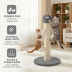 Cat Scratching Post for Small Space, 22'' Scratching Posts for Indoor Cats Adults, Extra Wide 13.4" Stable Base & Natural Sisal, Cute Cat Scratching Post with Short Plush Fabric for Large Cats, Gray