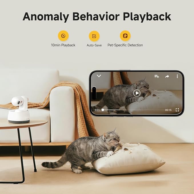 P0 Pet Camera Indoor with 360° Pan-Tilt | Plastic | Pet, Security | Pet Behavior Recognition, 2 Way Audio, Night Vision | 5MP