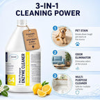 Enzymatic Cleaner Multi-Purpose Enzyme Cleaner for Dog Urine and Poop Carpet | Cat Pee Odor eliminator Pet Urine Enzyme Drain Cleaner | Floors, Carpets, Laundry, Bathrooms, Trash Can Deodorizer, 128oz