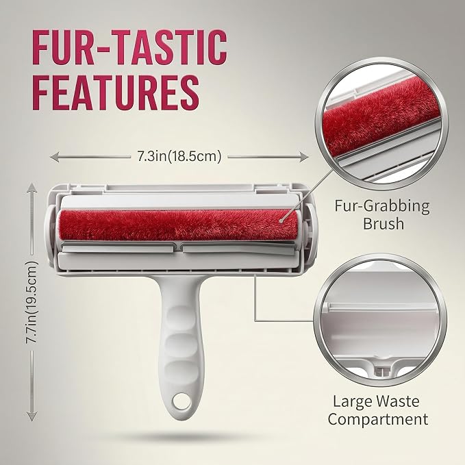 Roller Pet Hair Remover - Reusable Lint Roller for Cat & Dog Hair on Furniture, Couch, Carpet – Portable, Eco-Friendly