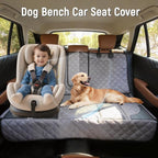 Pet Bench Seat Covers for Mid-Size Sedans and SUVs, Heavy Duty Nonslip Car Seat Protector for Child Car Seat, Waterproof Back Seat Covers for Dogs and Kids, Armrest & Seatbelt Access(Grey)