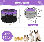 Siedihit Dog Cat Playpen, Puppy Pet Playpen, Small Dogs Tent Crates Cage | Indoor/Outdoor, Portable Pop Up Dog Kennel Playpen with Carrying Case for Dogs/Cats/Rabbits,Purple