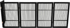 Urnporium Pet Dog Gate Freestanding, Strong Durable Folding Wooden Fence, Portable Acacia Hardwood Safety Barrier for Indoor & Outdoor Use (Black Pet Gate, 5 Panel 30" Tall)