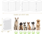 BHG Metal No-Assembly Freestanding Dog Gate with Door Walk Through, Extra Wide 120", Extra Tall 30" Pet Gate, Accordion Puppy Folding Playpen Dog Fence for Indoor & Outdoor, with 2PCS Support