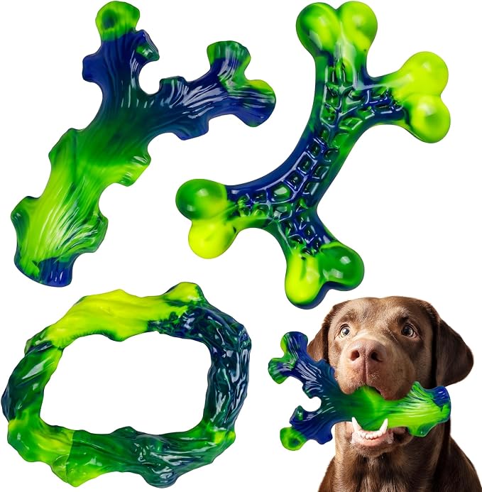 Frienhund 3-Pack Indestructible Nylon Dog Chew Toys for Aggressive Chewers - Long-Lasting Durable Bone-Shaped Toys, Large Breed Dogs, Tough Puppy Teeth Enrichment