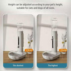 Pet Standing Water Dispenser Cat Dog Standing Bowl with Detachable Pole Automatically Feeding Water Height Adjustable for Cage, Crate (Grey)