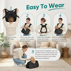 Dog Sling Carrier Front with Thicken Bottom Support for Small Dogs 10-16 lb | Adjustable, Hands Free, Comfortable Wearable, Lightweight, Vet Visits, Anxiety, Travel, Hiking, Safety Clip Black