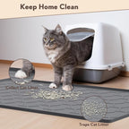 Garoopion Silicone Cat Litter Mat 34×22 inch, Easy to Clean, Dark Gray | Waterproof Silicone Mat with Raised Edges, Catch Litter, Protect Floor from Urine, Multi-Use for Dog/Sink/Kitchen/Boots
