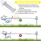 jenico Dog Tie Out Cable, 10/15/20/30/40/50/70/100/150FT Runner Cable with Swivel Hook and Shock Spring, Dog Leash Run Tether for Yard Outdoor and Camping,for Small to Medium Pets Up to 500 LBS