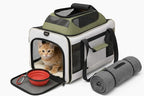 Cat Carrier Dog Carrier Airline Approved, Pet Carrier for 2 Cats Small Medium Dogs, Soft Cat Carrier 18x15x15 with Foldable Bowl & Washable Pad, TSA Approved Dog Carriers by Luniko Shop (Cream)