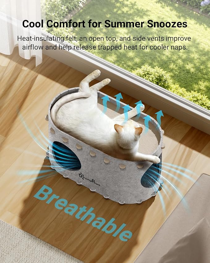 DownyPaws Cat House for Indoor Cats, Cube Castle Cat Bed Cave, Marble | Cat Hideaway Enclosed Bed,Cave Hideout Fort,Kitten Peekaboo Hut for Cats,Hide Box Bed for Large Cat Up to 22 Lbs