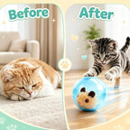 Self-Rolling Interactive Cat Ball - Mouse - Automatic Obstacle Avoidance | Realistic Plush Cat Toy Ball Mouse Designs Automatic Rolling for Chasing Fun Blue Ball