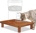 SZEE Cat Food Stand, Elevated Cat Feeder Stand for Automatic Feeder & Bowls | Lifted Cat Food Table Station, Raises Feeder/Bowl by 2 3/8", Relieves Spine and Joints Noticeably on Pets - Solid Walnut Wood