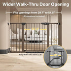 Cumbor 29.7–51.5" Extra Wide Baby Gate for Stairs, Pressure-Mounted Dog Gates for Doorways & Hallways, Auto-Close Walk-Through, No-Trip Design, Child Proof Safety, Dog/Pet Gate for Indoor Use, Brown