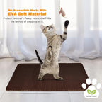 Cat Litter Mat 18"x24",Double Layer EVA litterbox Mat, Brown | Waterproof honeycomb large grid, urine-proof and odor-free. Traps litter, easy cleanup,Washable, non-slip backing