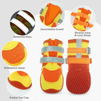 FUAMEY Dog Shoes for Medium Dogs Rubber Sole, Waterproof Dog Boots | Reflective strips, paw protection, hot pavement, winter snow, muddy trails, everyday hiking, 4 PCs