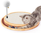 Cat Scratcher, Rolufy Cat Natural Sisal Scratching Pad, Kitten Interactive Toy with Ball Track Spring Ball for Chasing Hunting Mental Physical Exercise Puzzle