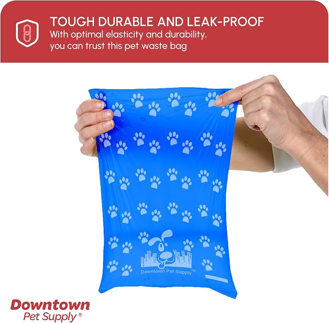 Downtown Pet Supply Rainbow Paw Print Poop Bags (520 CT & 2 Dispensers) - Leak-Proof, Unscented, Clips to Dog Leashes & Harnesses