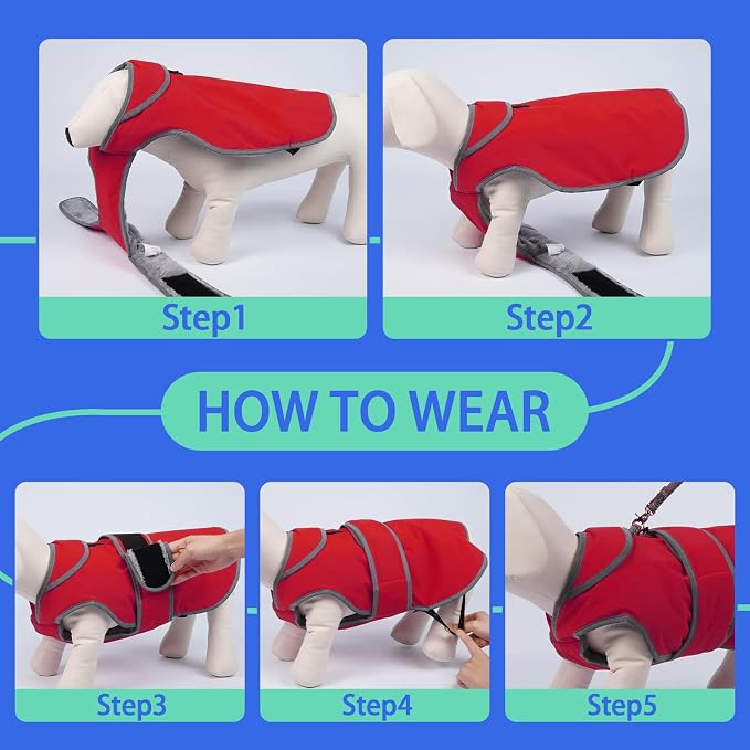 MIGOHI Warm Dog Coat Winter Dog Jacket,Waterproof Cold Weather Coats for Dogs,Fleece Jacket for Small Medium Large Dogs,Reflective Thick Fleece Vest with Leash Hole