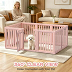 Dog Playpen, Clear Dog Pen, Dog Pen Indoor, Easy to Install and Remove Dog Play Pen, Puppy Playpen Suitable for Dogs, Cats,Dog Playpen Indoor (Pink,23.6 inch Height, 10 Panels)