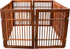 Urnporium Freestanding Wooden Dog Gate Foldable Indoor Pet Gate No Drill Expandable Barrier for Doorways Stairs Hallways Portable Wood Fence for Small Dogs & Puppies (Brown Pet Gate, 8 Panel 24" Tall)