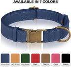 AirTag Dog Collar - Genuine Leather Dog Collar with Apple AirTag Holder and Metal Buckle - Smart GPS Tracking Pet Collars (Smoky Blue, L, 17"-21" Neck Fit)