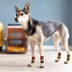PUPTECK Anti Slip Dog Socks, Shoes with Grippers to Prevent Licking Hardwood Floors Traction, Rubber Boots & Paw Protectors for Small Medium Large Dogs Cold/Hot Pavement, Senior Dogs Booties Khaki